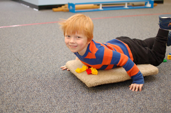 The play therapy he receives at Methodist Therapy Services is specifically designed to help Nikolai Korniyenko learn to process sensory information.