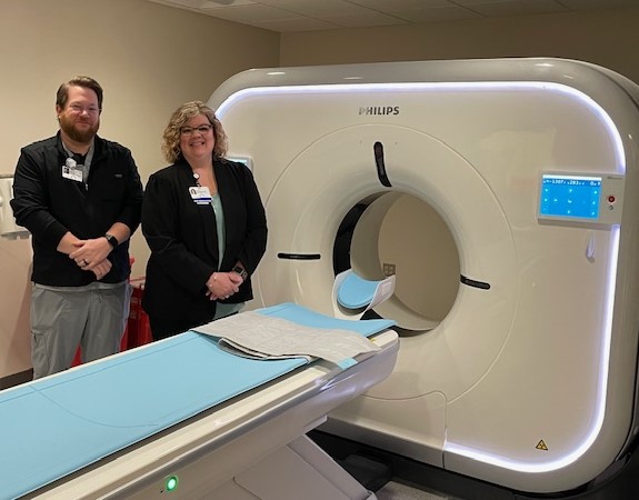 Man and Woman Staff Members with New CT Scanner