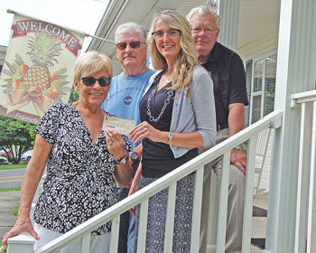 Local physician band, Second Opinion, donated $2,211 to Methodist’s Hospitality Houses, the band’s health charity of choice when they competed at Doc Rock. Pictured from left: Sandra Jernigan, Knoxville Academy of Medicine Alliance member; John Jernigan, MD, Second Opinion drummer and retired otolaryngologist; Kim Maes, Hospitality House coordinator at Methodist Medical Center; and Ken Luckmann, MD, Second Opinion band member and retired gastroenterologist. Local physician band, Second Opinion, donated $2,211 to Methodist’s Hospitality Houses, the band’s health charity of choice when they competed at Doc Rock. Pictured from left: Sandra Jernigan, Knoxville Academy of Medicine Alliance member; John Jernigan, MD, Second Opinion drummer and retired otolaryngologist; Kim Maes, Hospitality House coordinator at Methodist Medical Center; and Ken Luckmann, MD, Second Opinion band member and retired gastroenterologist.