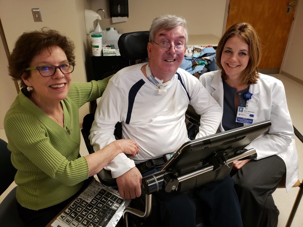 Brent Kennedy with his wife and speech therapist