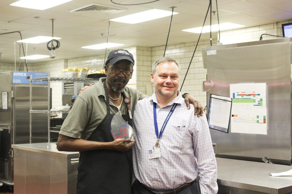 Richard Kincaid with hospital Chief Support Officer Chris Hall