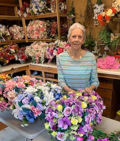 Jane Gambrell with her flowers
