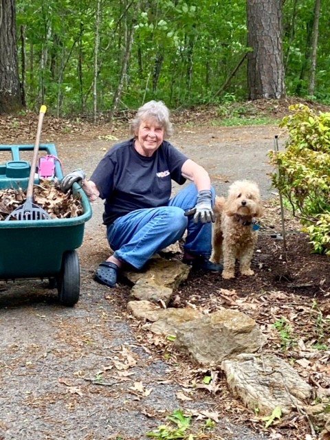 Jean Beam in her garden