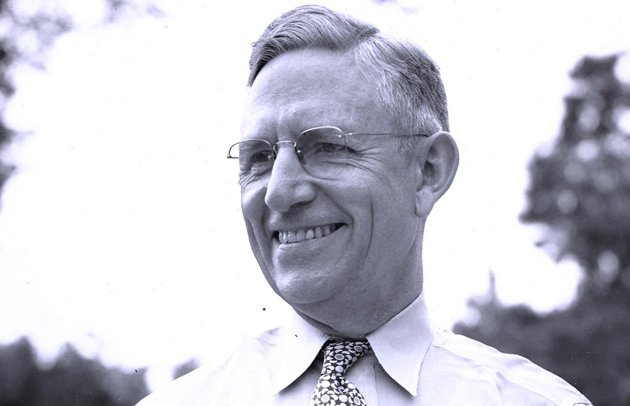 black and white photo of Dr. Robert F. Thomas