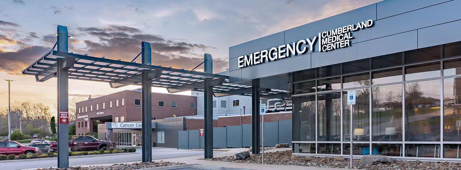 exterior shot of emergency entrance at Cumberland Medical Center