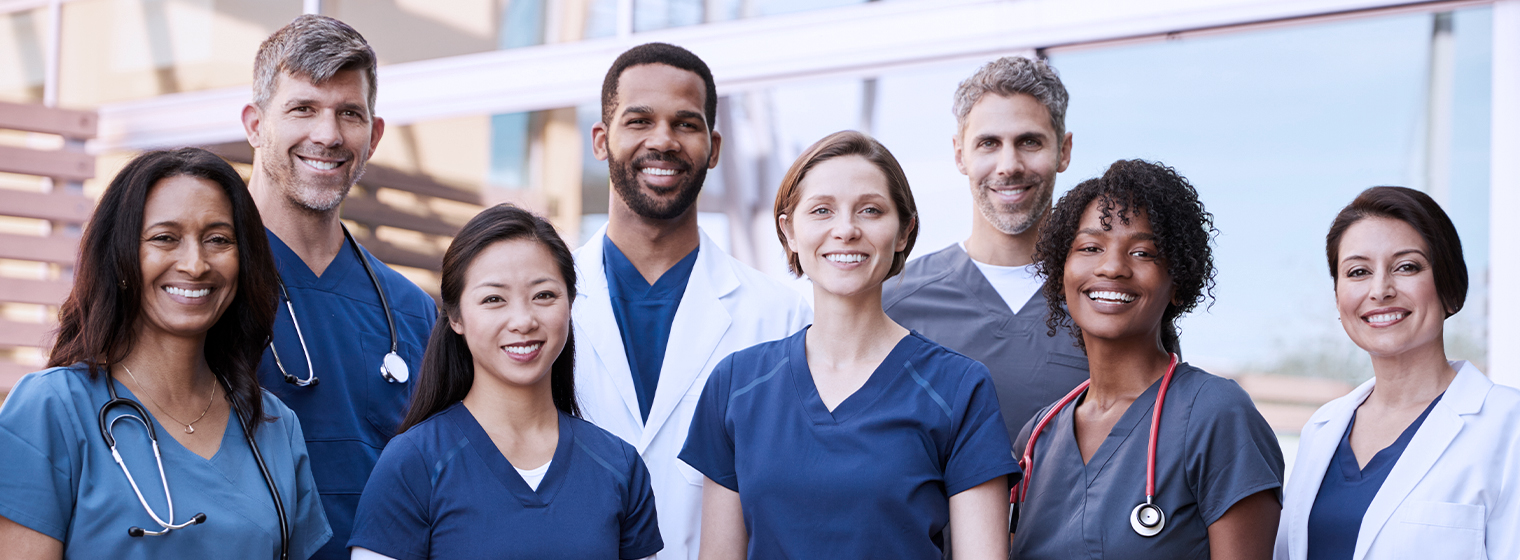 group of hospital staff smiling