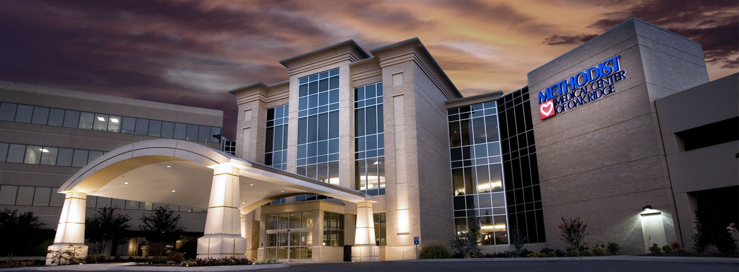 exterior shot at night of Methodist Medical Center