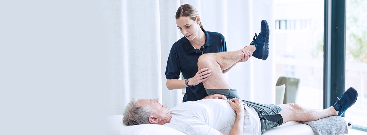 Male receives physical therapy at Covenant Health Therapy Center.