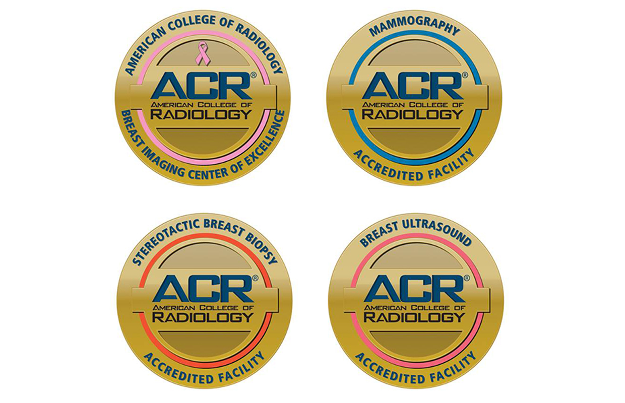 four American College of Radiology logos for breast cancer accreditations