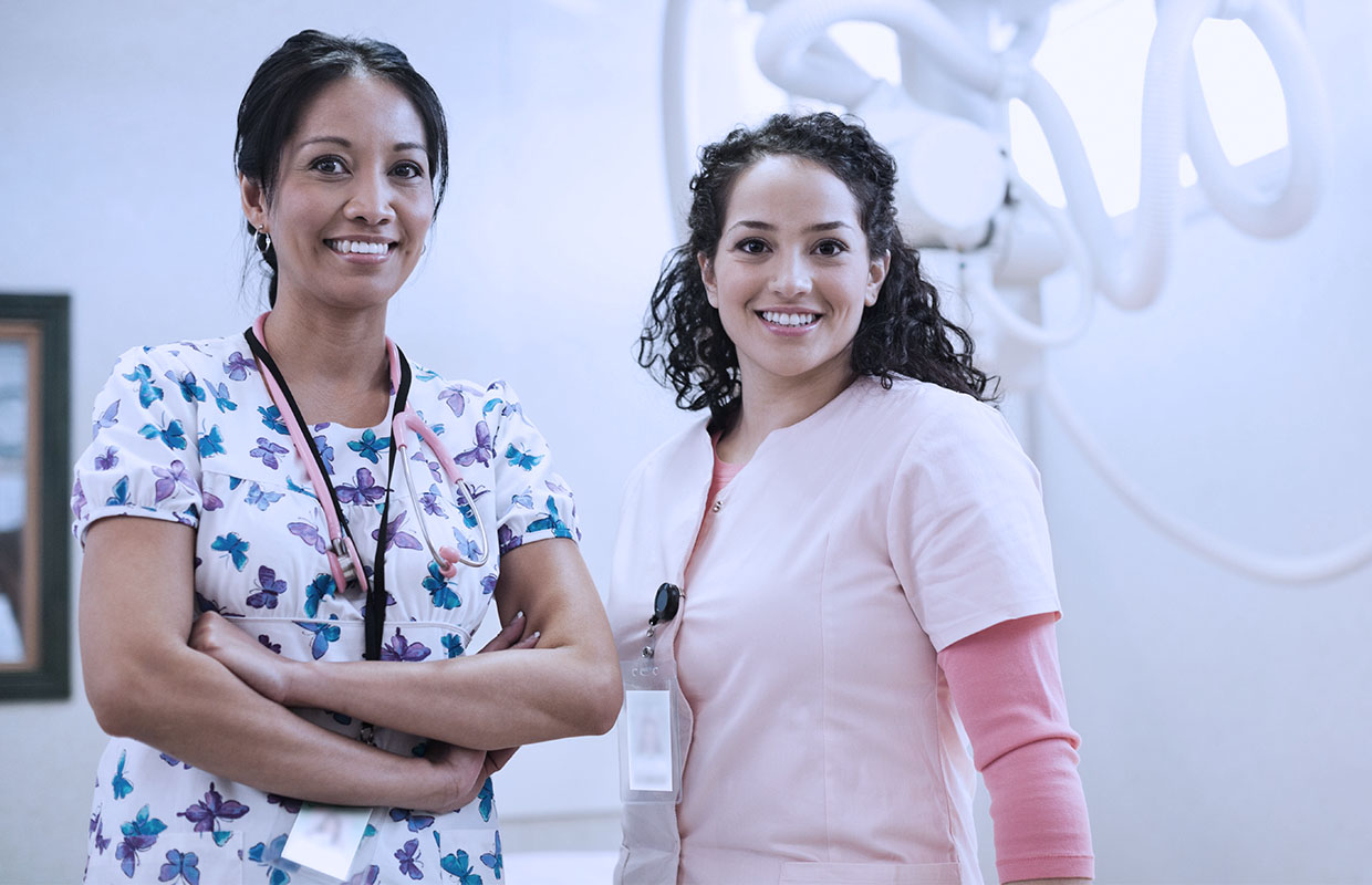 two young female radiologists smiling