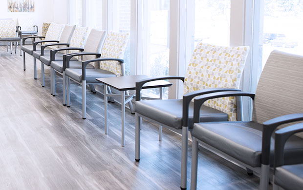 a line of chair at a medical office waiting room