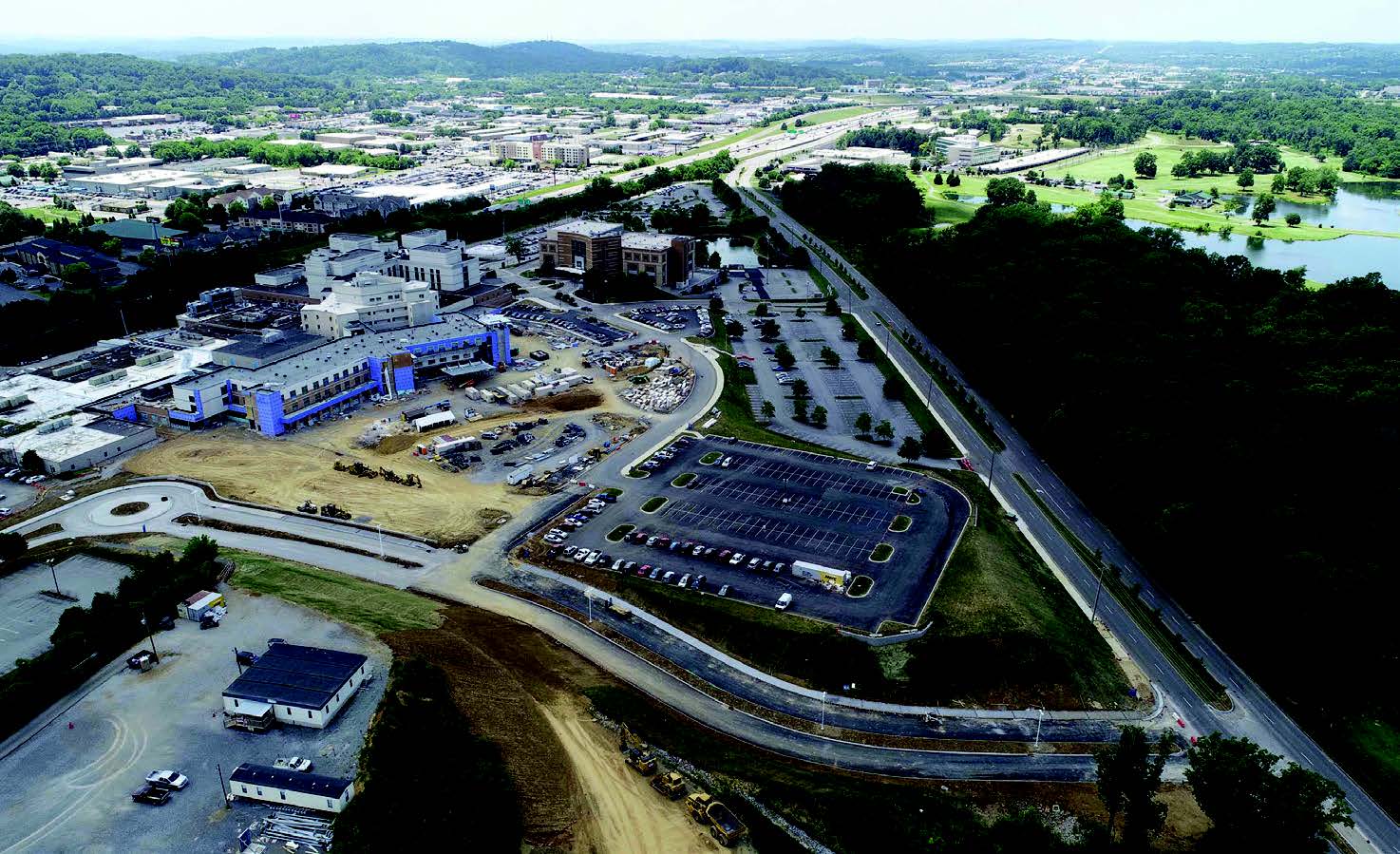 Aerial view of the expansion progress.