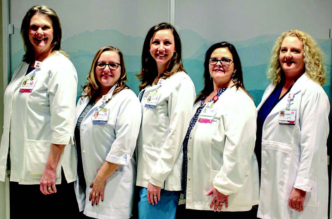 5 parkwest lactation specialists in white jackets.