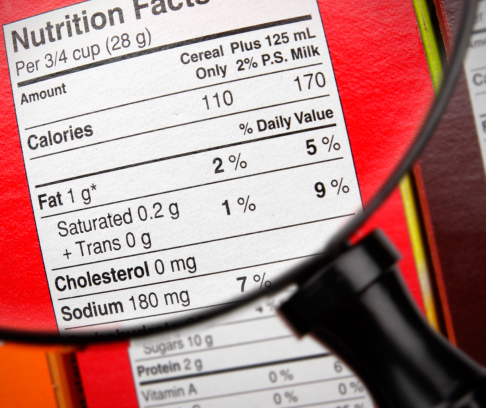 nutrition label magnified