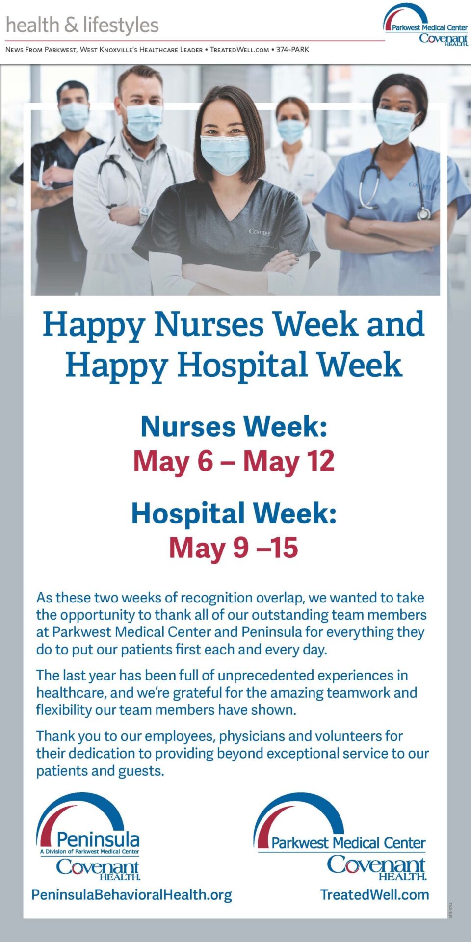 full page hospital week ad