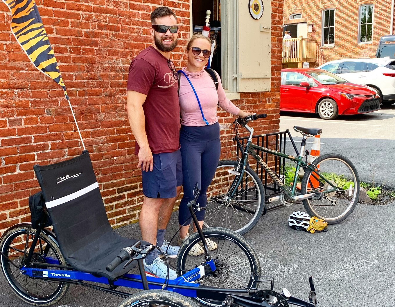 Matt and girlfriend getting readyf or a bike ride