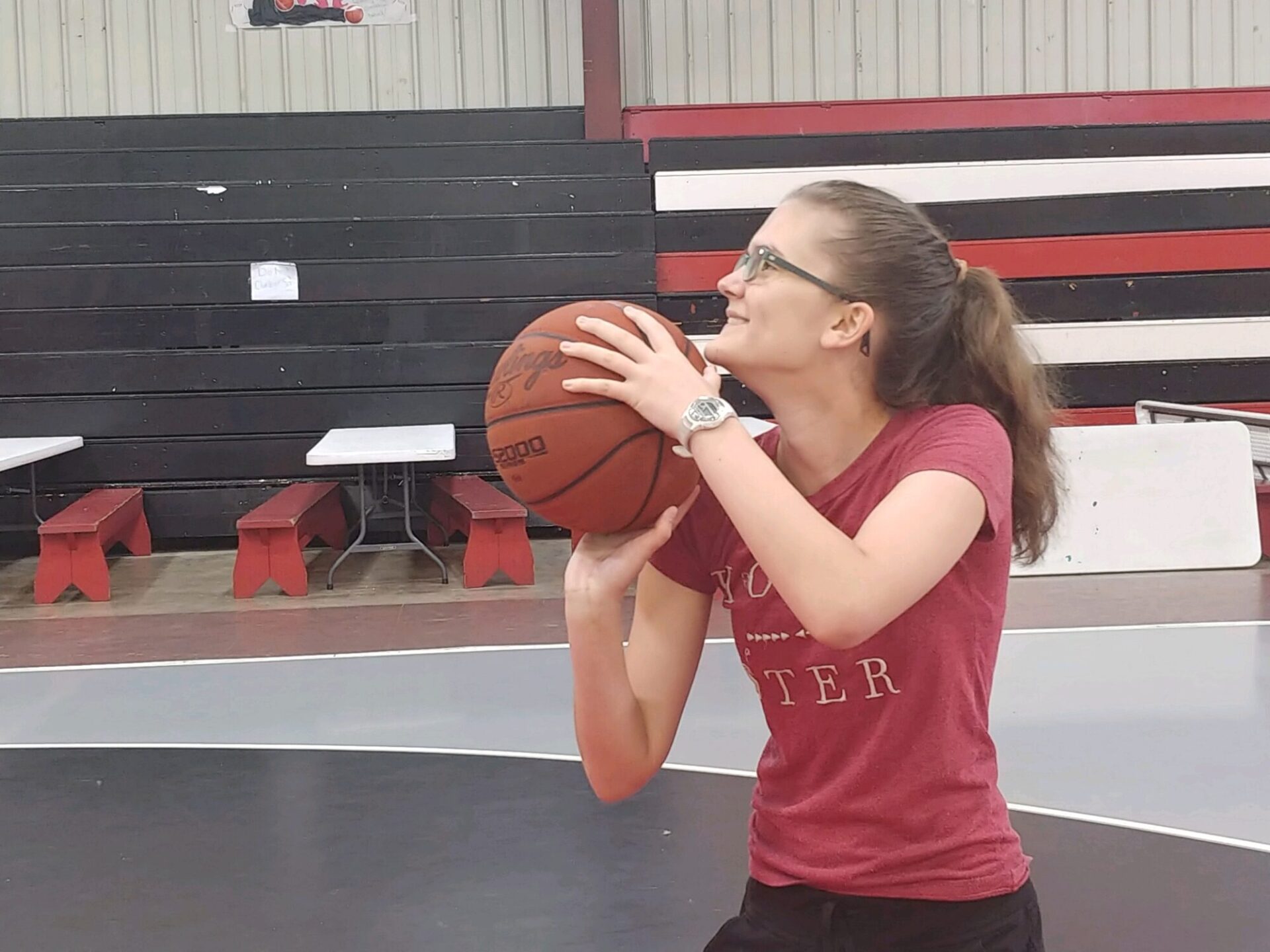 Gracie is back in action on the basketball court. 