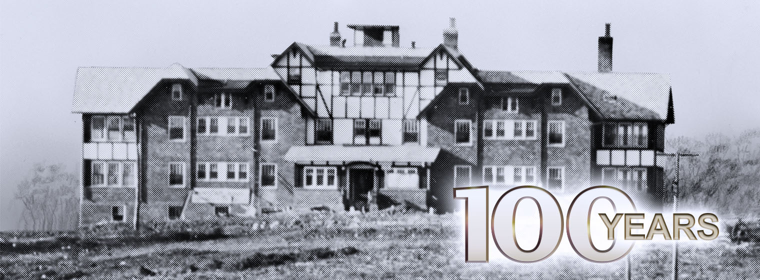 image of old Fort Sanders Regional hospital with 100 year logo