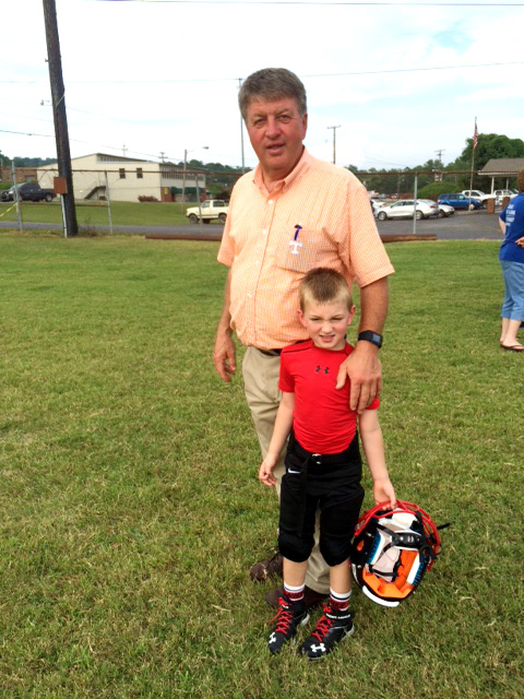 Jerry Sharp with his son