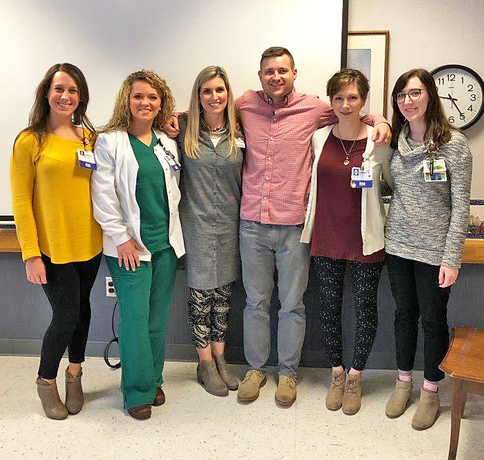 Methodist Medical Center's latest class of nursing residency graduates included Hannah Johnson (4-West, Oncology), Whitney Lambdin (2-West, Medical-Surgical), Sara Meadows, Nick Tubbs (ICU), Kendra Smith (2-East, Family Birthing Center), and Fallon Tait (Emergency Department).
