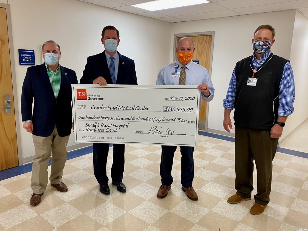 Cumberland Medical Center State Grant Photo with masks May 2020 Legislators pose with Covenant Health and Cumberland Medical Center leadership