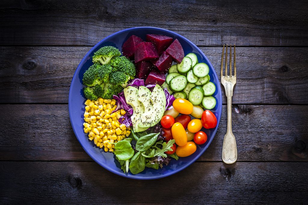colorful plate of vegetables for heart healthy diet