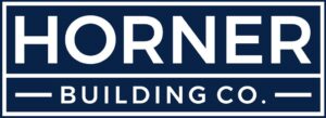 Logo with a dark blue background and white text that reads HORNER above a line, then BUILDING CO. between two horizontal lines—perfect branding for your next sporting clays tournament.