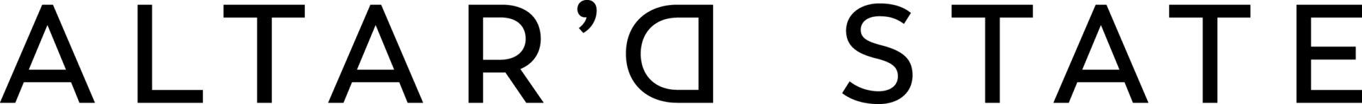Black text logo that reads ALTARD STATE in all caps, featuring a stylized reversed D at the center. The modern, bold font stands out on a white background, embodying the spirit of "game on against cancer.