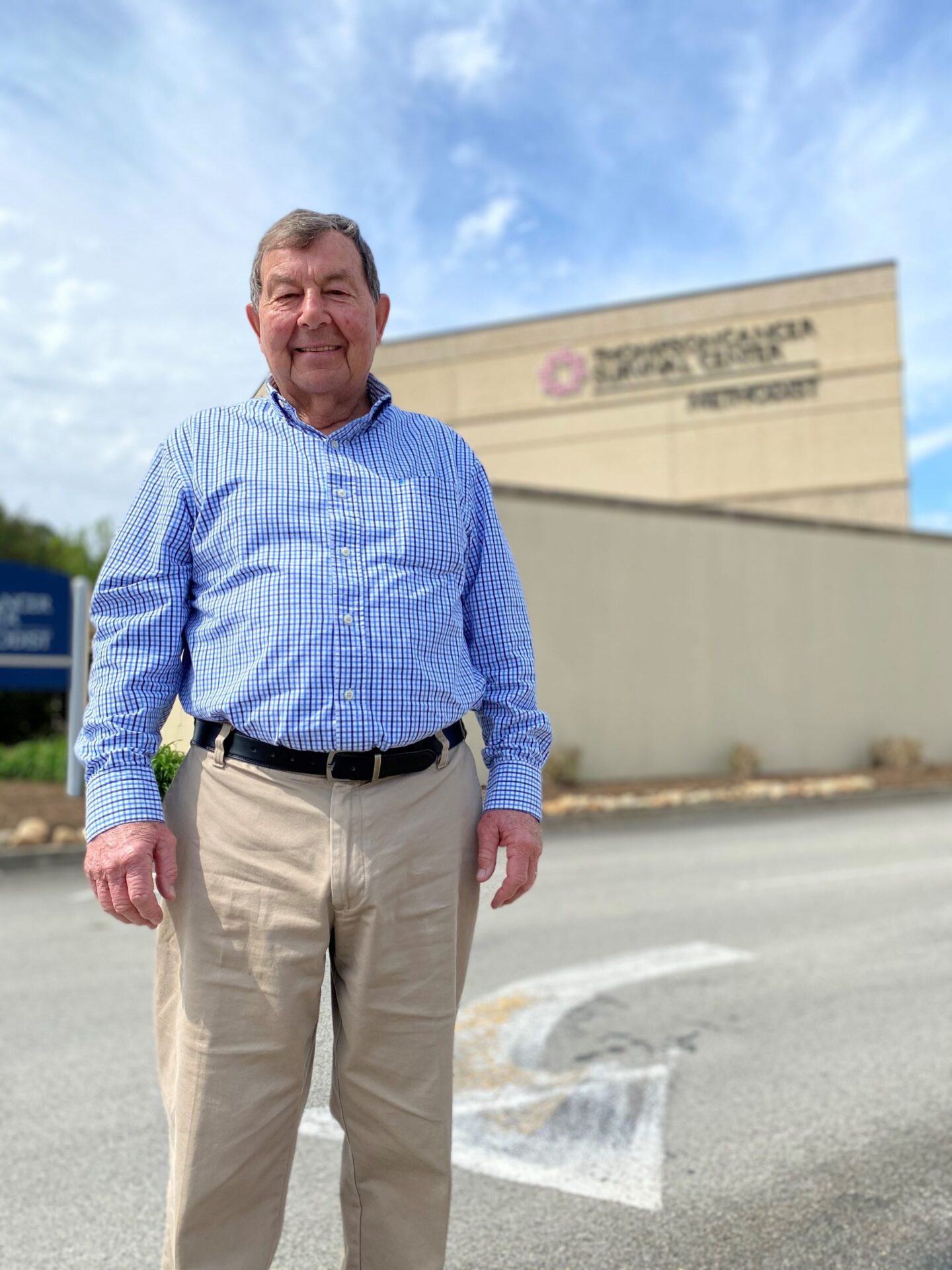 Patient outside portrait James Miller, Radiation Therapy Patient