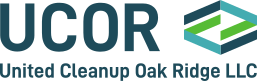 UCOR logo with bold letters and a geometric design, featuring the text United Cleanup Oak Ridge LLC underneath—showing their commitment as they say game on against cancer.