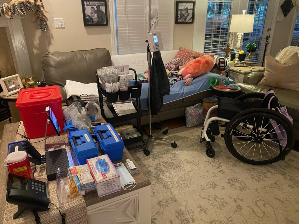patient's living room photo of Advanced Care at Home equipment