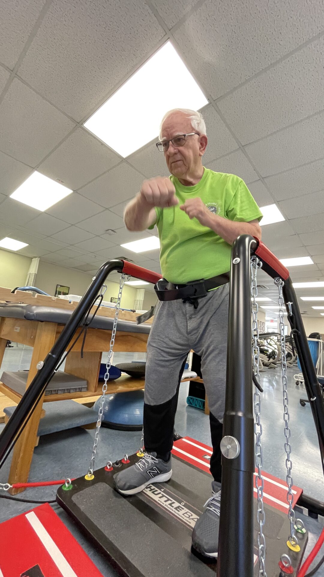 Richard Reynolds gives his all in a physical therapy appointment.