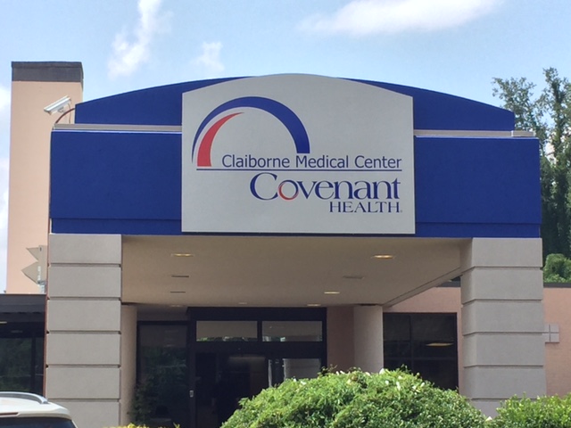 Exterior photo of Claiborne Medical Center awning.