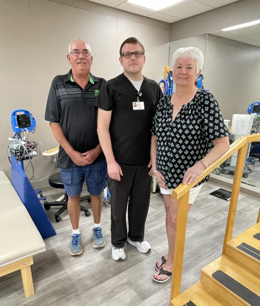 Patrick and Dawn Shiroda with physical therapist Brad Davis at Covenant Health Therapy Center - Tazewell