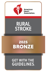 American Heart Association's Get With The Guidelines Bronze Rural Stroke 2025 logo.