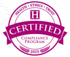 Health Ethics Trust Compliance Program Certified 2025 logo.
