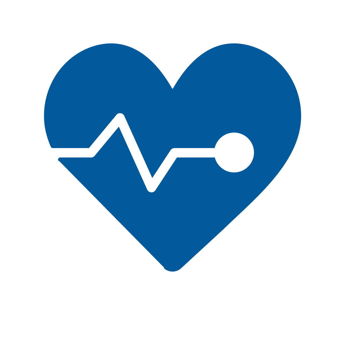A blue heart icon with a white zigzag line and a circle, representing a heartbeat or electrocardiogram, symbolizing health or medical monitoring.